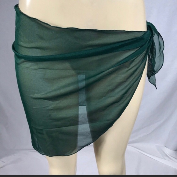 Zuliana Dark Green Mesh Sarong/Cover Up New - Picture 1 of 3
